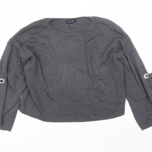 New Look Womens Grey Round Neck  Acrylic Pullover Jumper Size 8