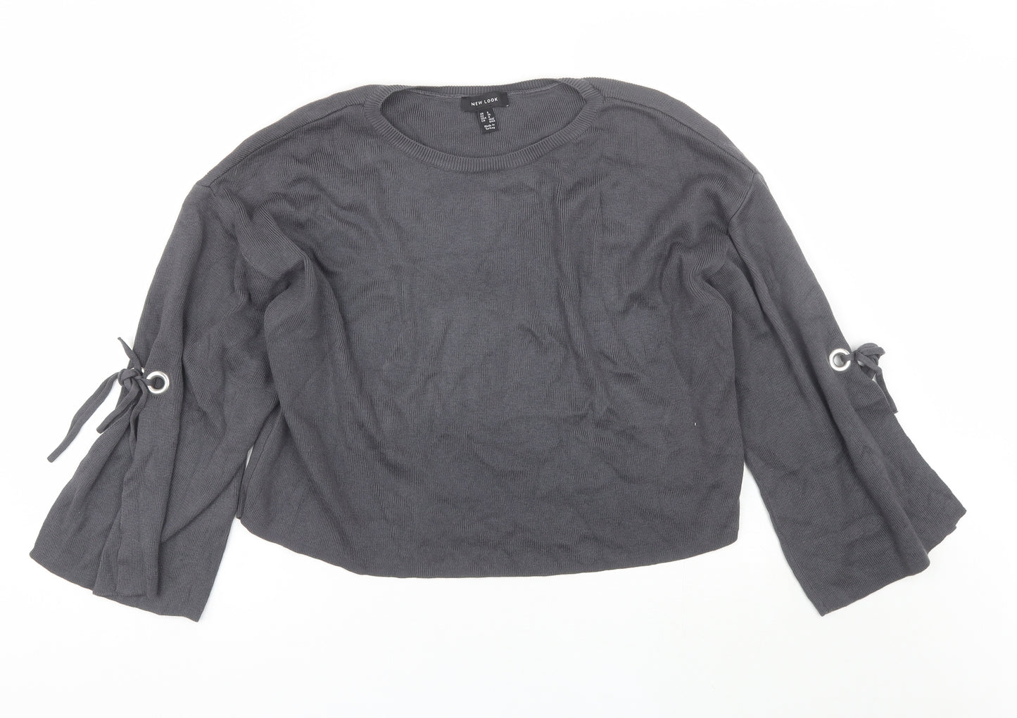 New Look Womens Grey Round Neck  Acrylic Pullover Jumper Size 8