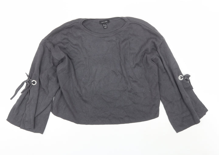 New Look Womens Grey Round Neck  Acrylic Pullover Jumper Size 8