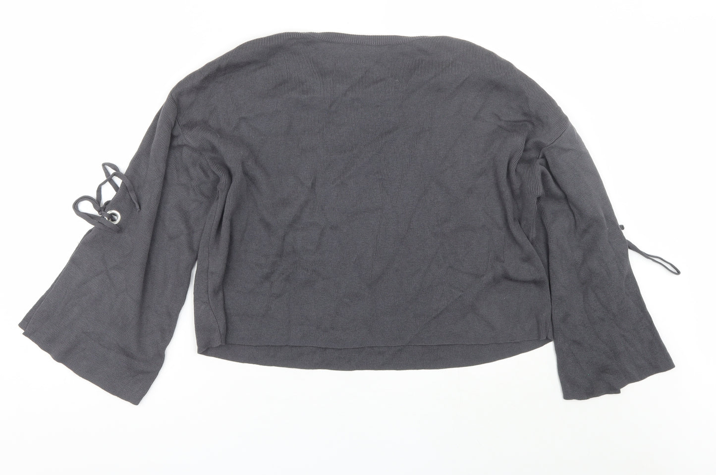 New Look Womens Grey Round Neck  Acrylic Pullover Jumper Size 8
