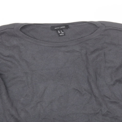 New Look Womens Grey Round Neck  Acrylic Pullover Jumper Size 8