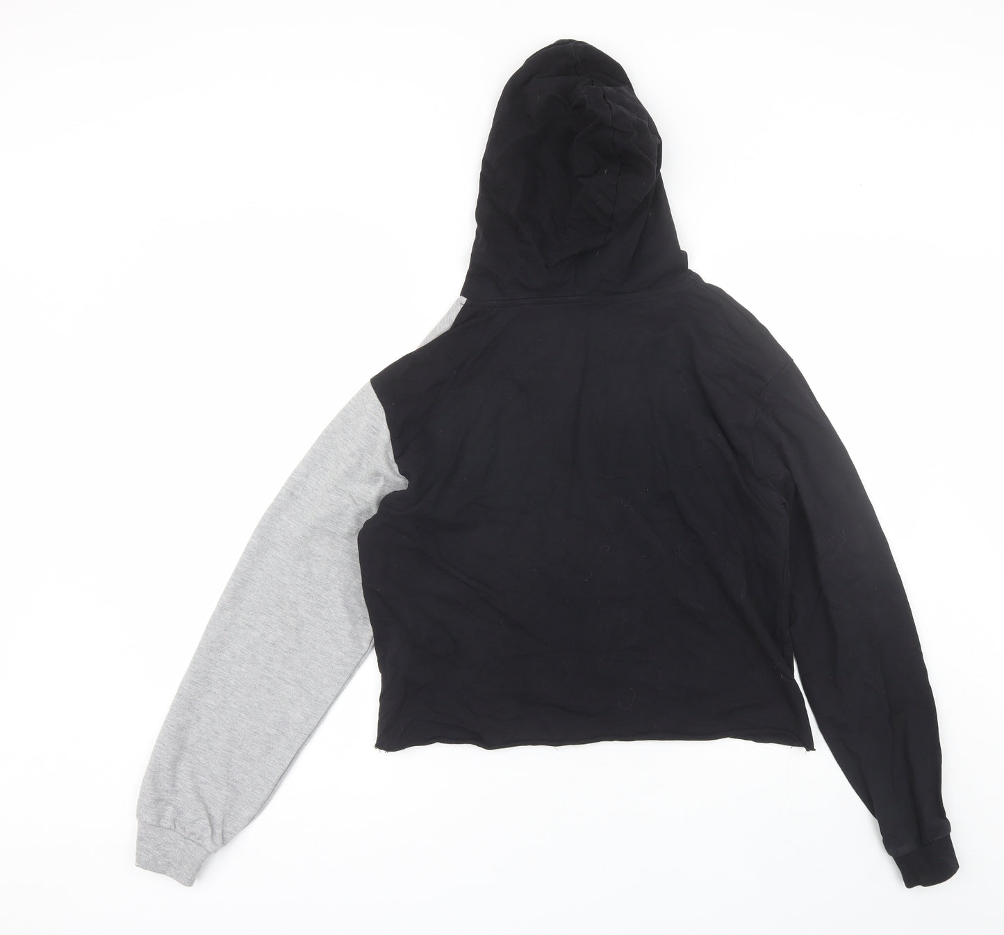 New Look Womens Black  Cotton Pullover Hoodie Size 10   - Cropped