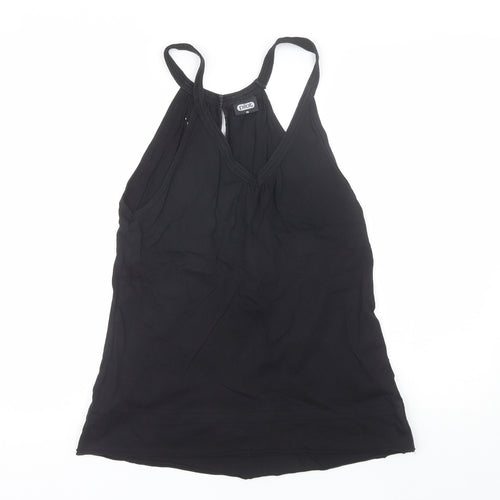 Pilot Womens Black  Cotton Basic Tank Size 10 V-Neck