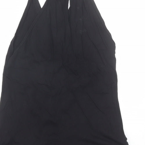 Pilot Womens Black  Cotton Basic Tank Size 10 V-Neck