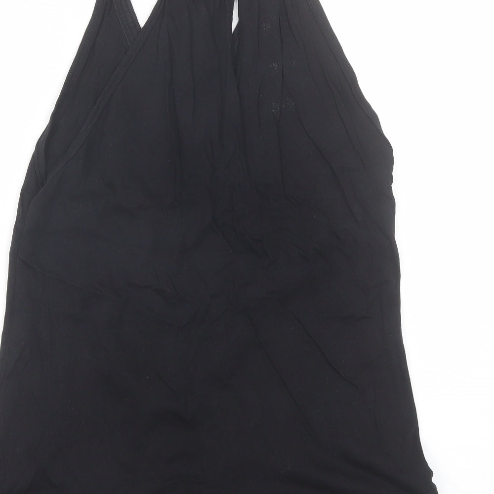 Pilot Womens Black  Cotton Basic Tank Size 10 V-Neck