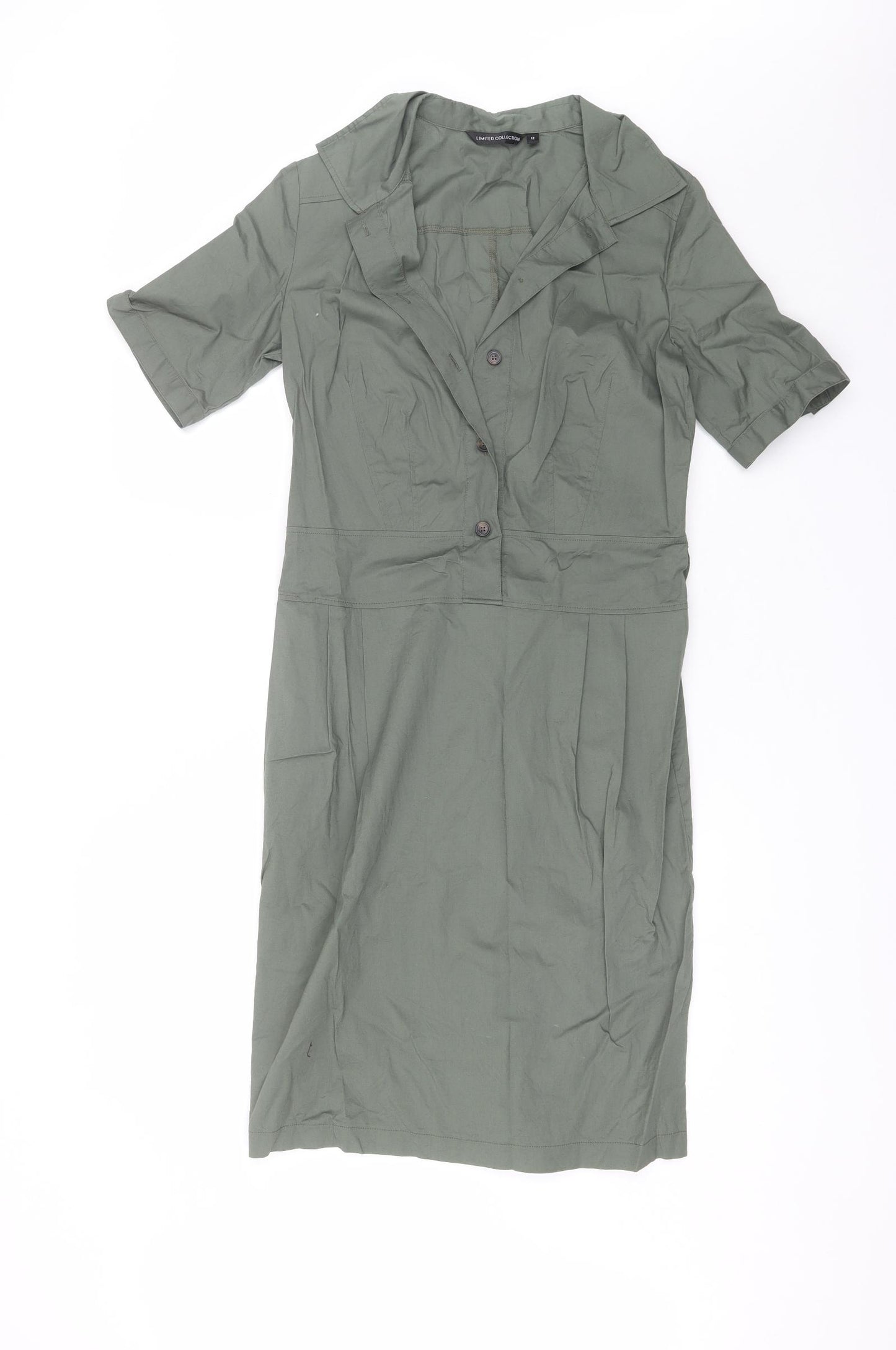 Marks and Spencer Womens Green  Viscose Shirt Dress  Size 12  Collared