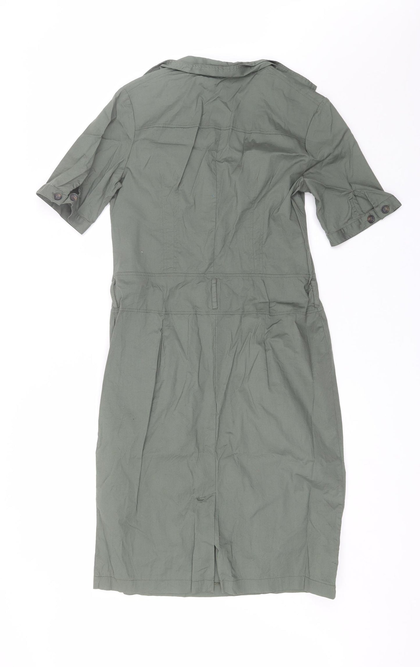 Marks and Spencer Womens Green  Viscose Shirt Dress  Size 12  Collared