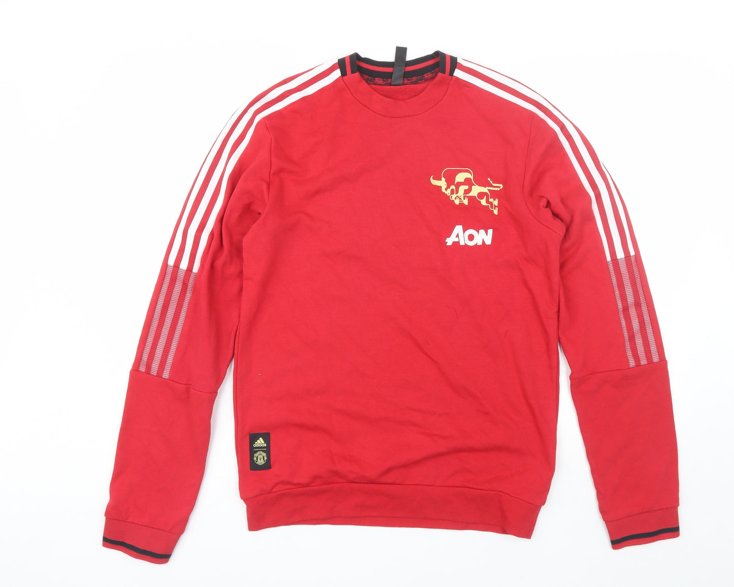 adidas Mens Red Round Neck  Cotton Pullover Jumper Size S   - Manchester united