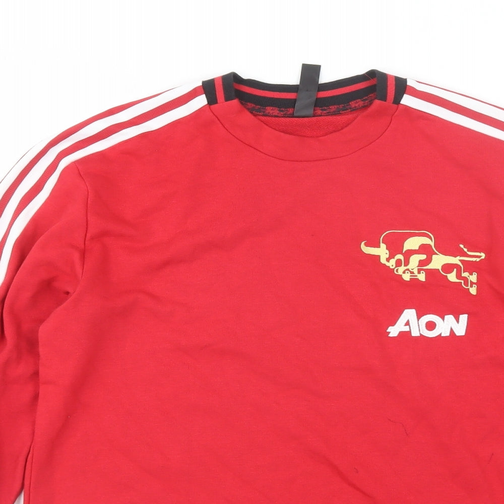 adidas Mens Red Round Neck  Cotton Pullover Jumper Size S   - Manchester united