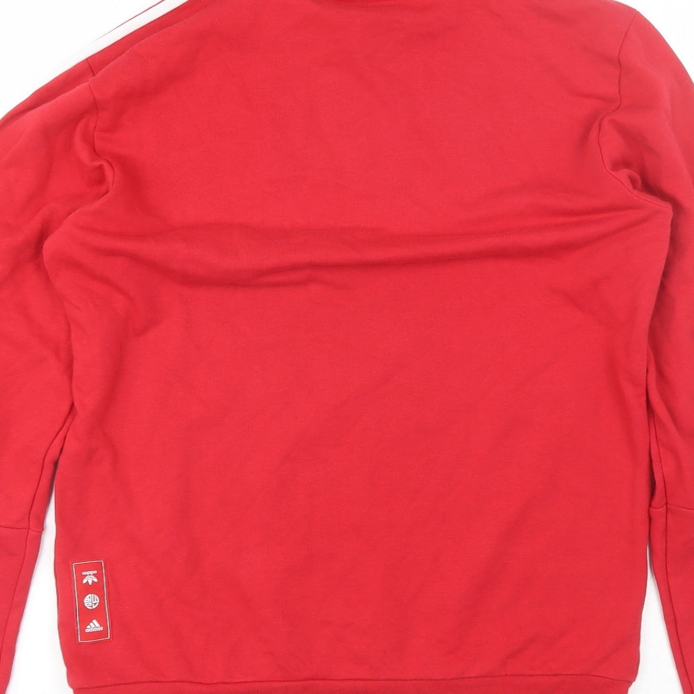 adidas Mens Red Round Neck  Cotton Pullover Jumper Size S   - Manchester united