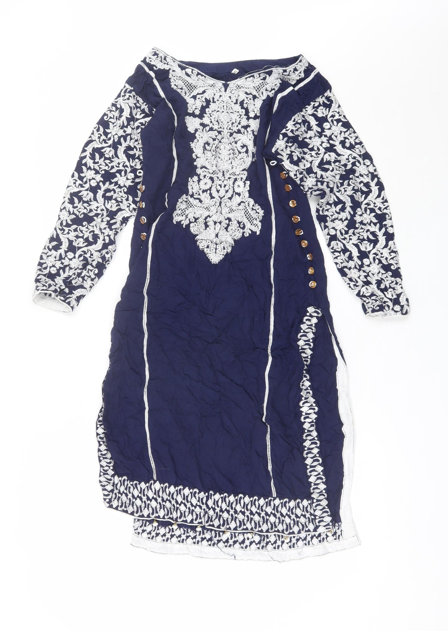 Preworn Womens Blue  Cotton Blend Kaftan  Size M  Round Neck