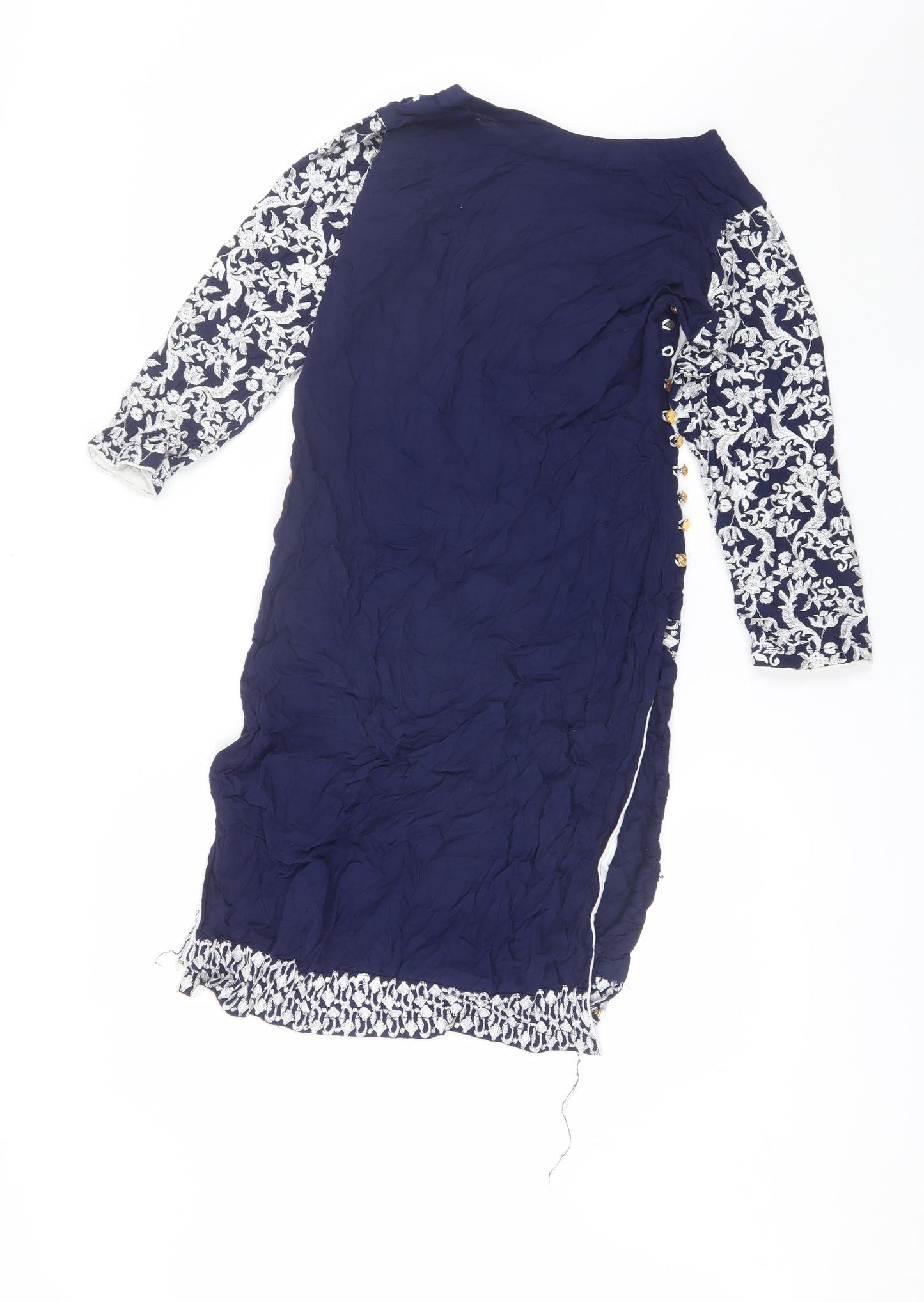 Preworn Womens Blue  Cotton Blend Kaftan  Size M  Round Neck