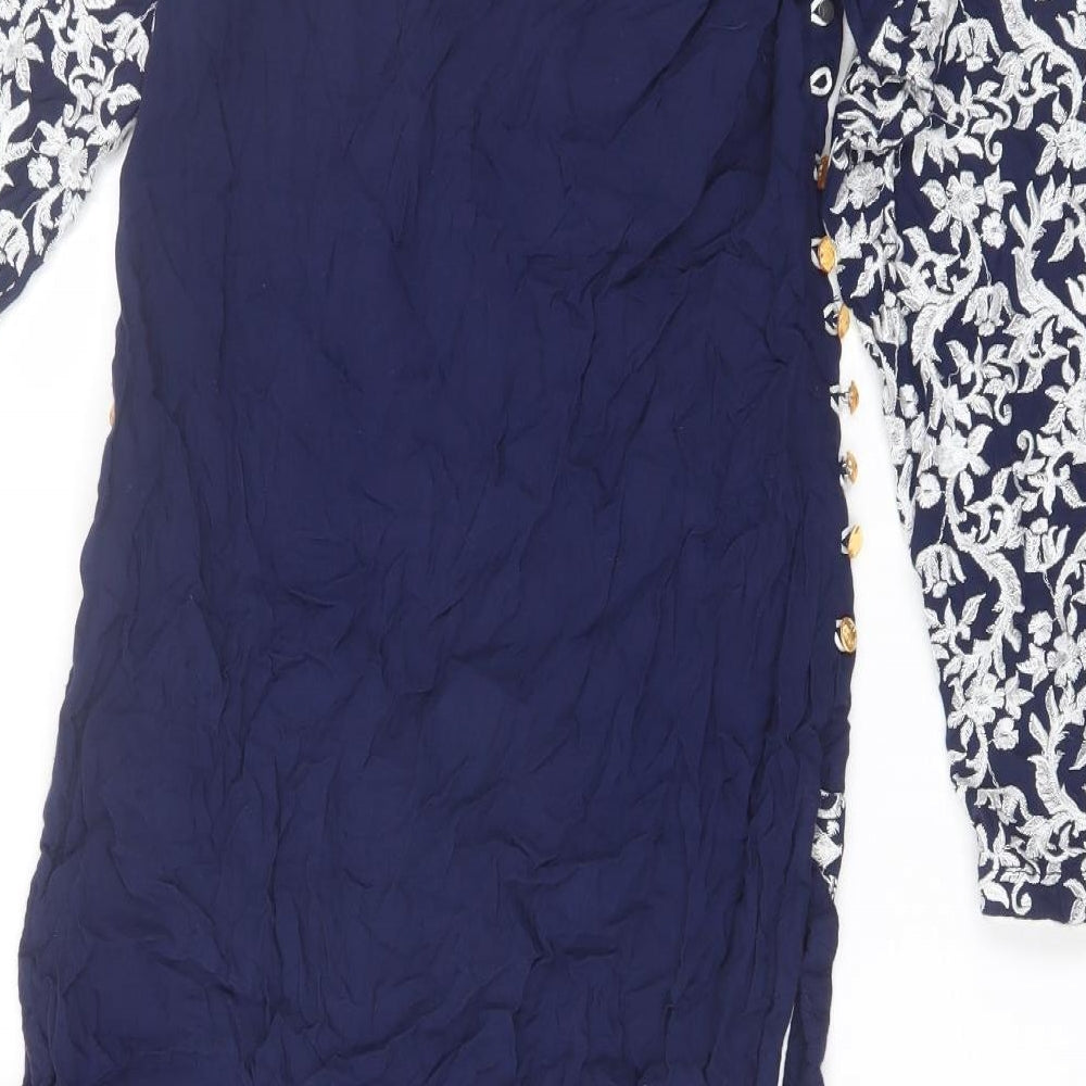 Preworn Womens Blue  Cotton Blend Kaftan  Size M  Round Neck