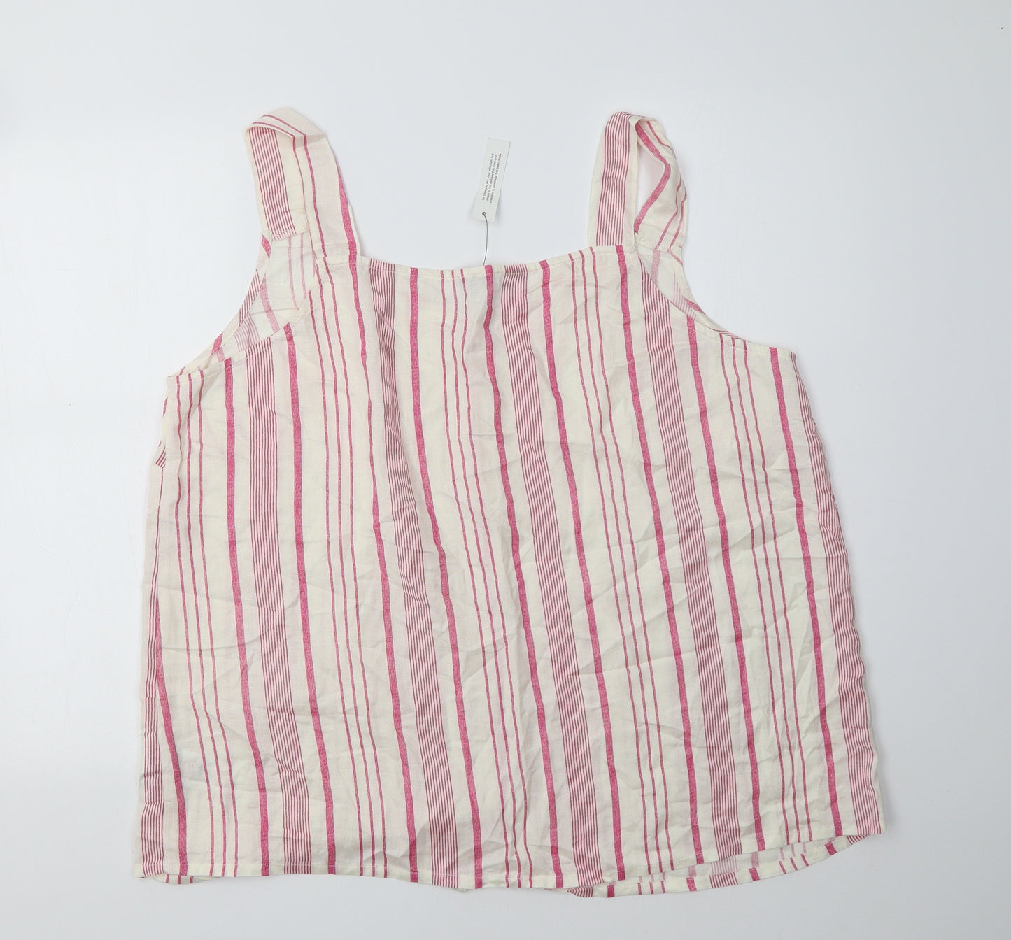 Simply Be Womens Pink Striped Cotton Basic Button-Up Size 20 V-Neck