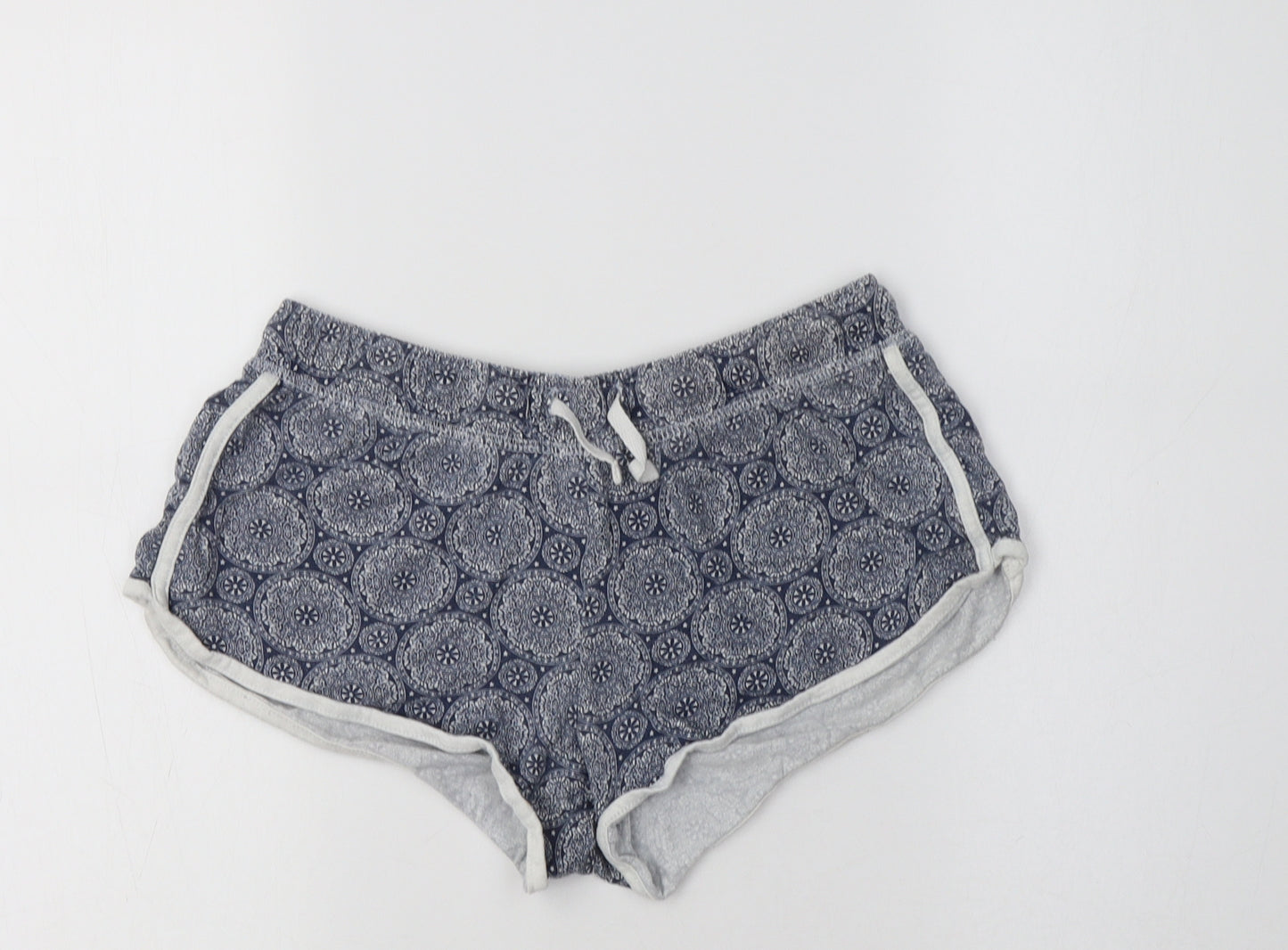 Primark Womens Blue Geometric Cotton Sweat Shorts Size 8  Regular