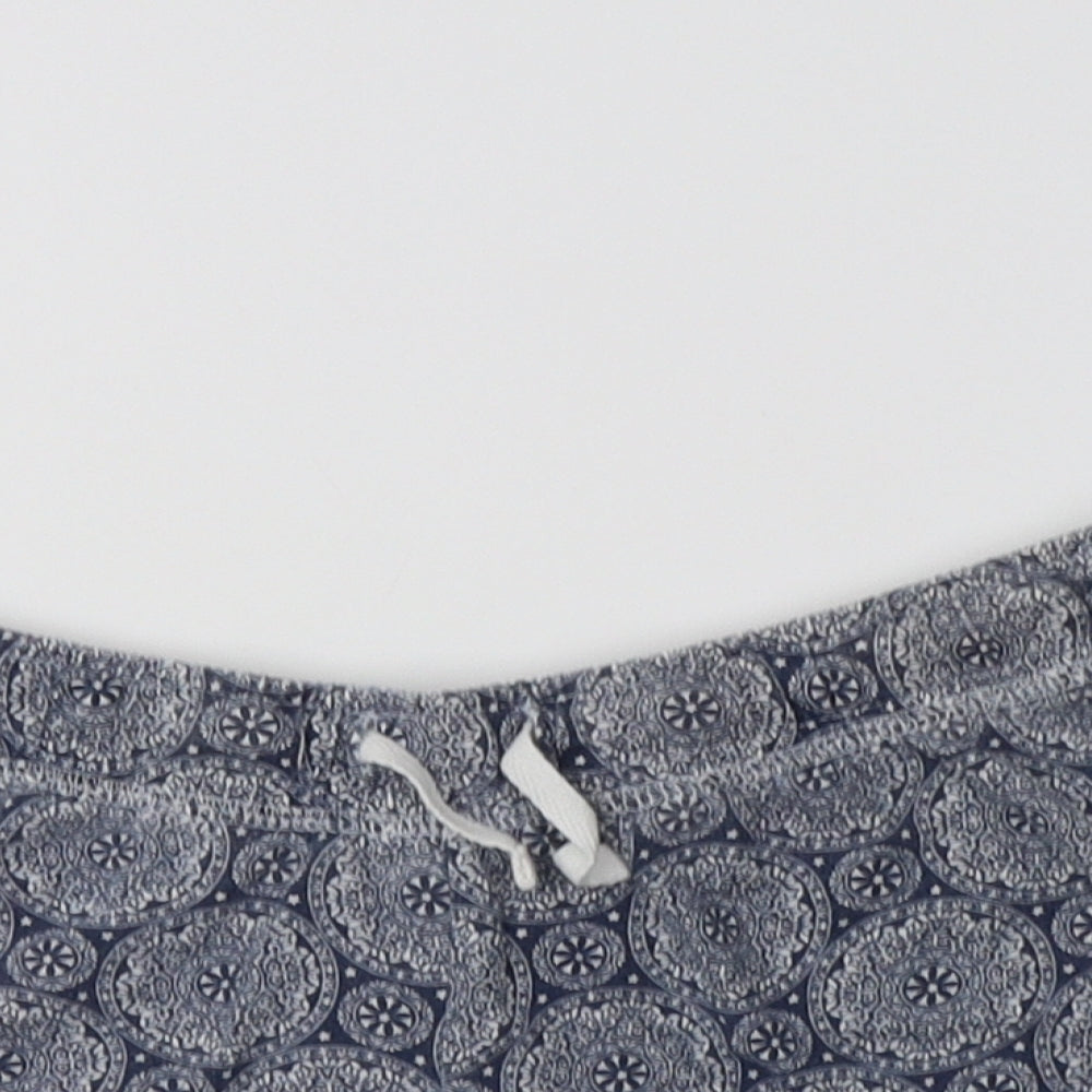Primark Womens Blue Geometric Cotton Sweat Shorts Size 8  Regular