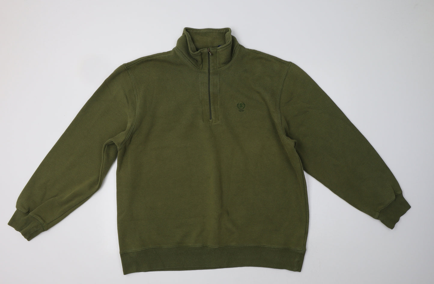 IZOD Mens Green  Cotton Henley Sweatshirt Size XL