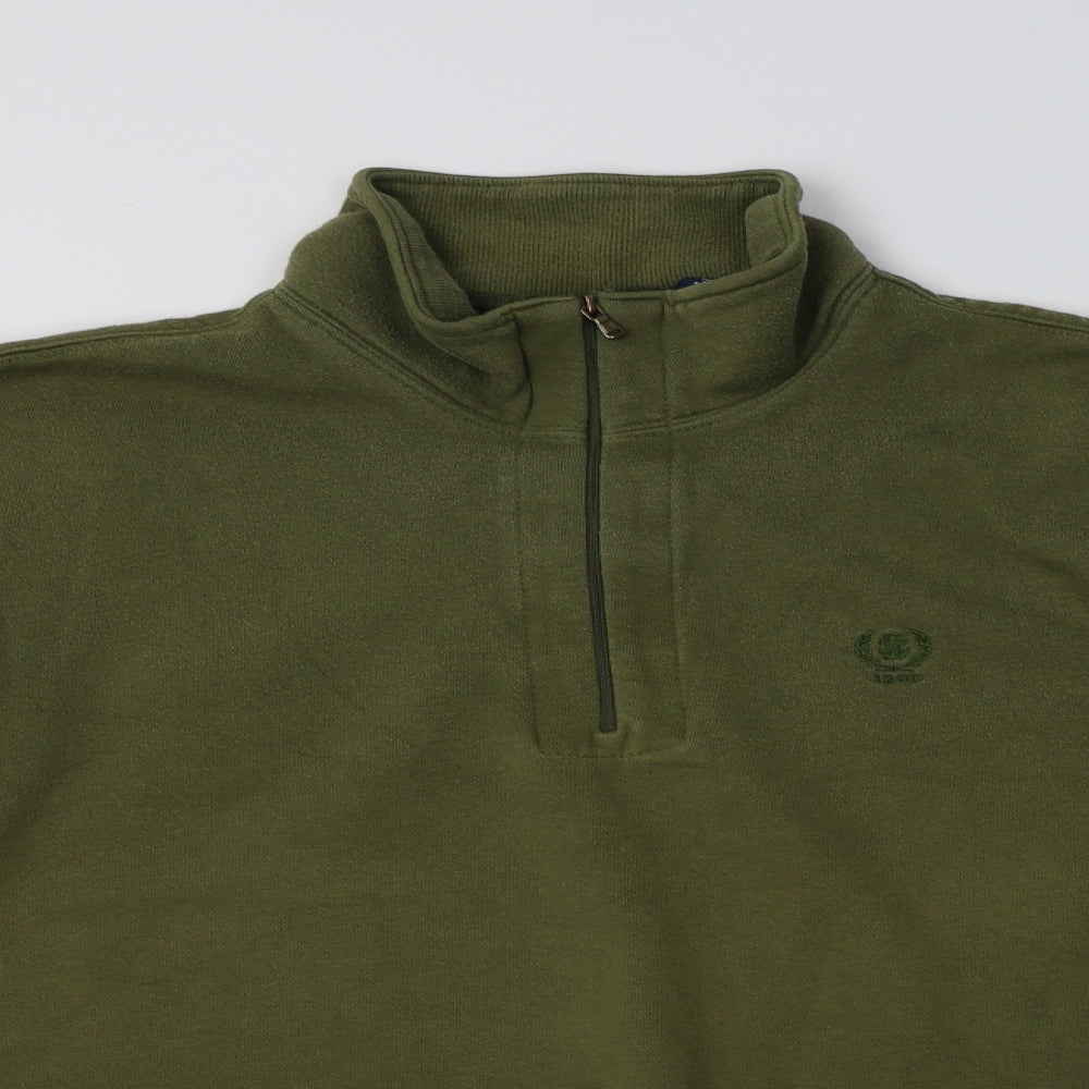 IZOD Mens Green  Cotton Henley Sweatshirt Size XL