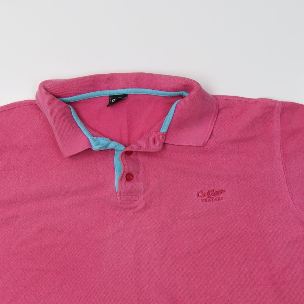 Cotton Traders Mens Pink  Cotton  Polo Size M Collared