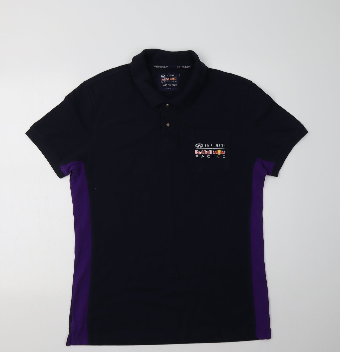 Red Bull Mens Blue  Cotton  Polo Size L Collared  - Infiniti Racing