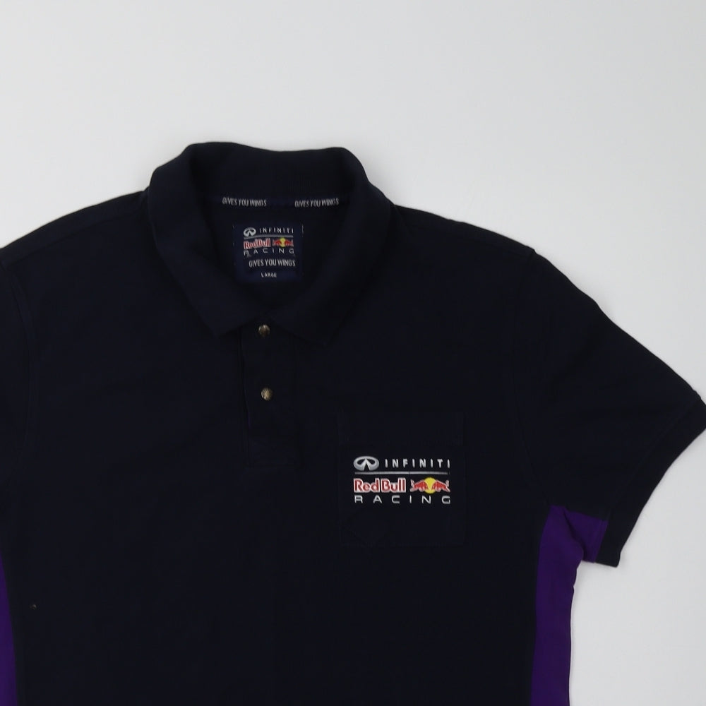 Red Bull Mens Blue  Cotton  Polo Size L Collared  - Infiniti Racing