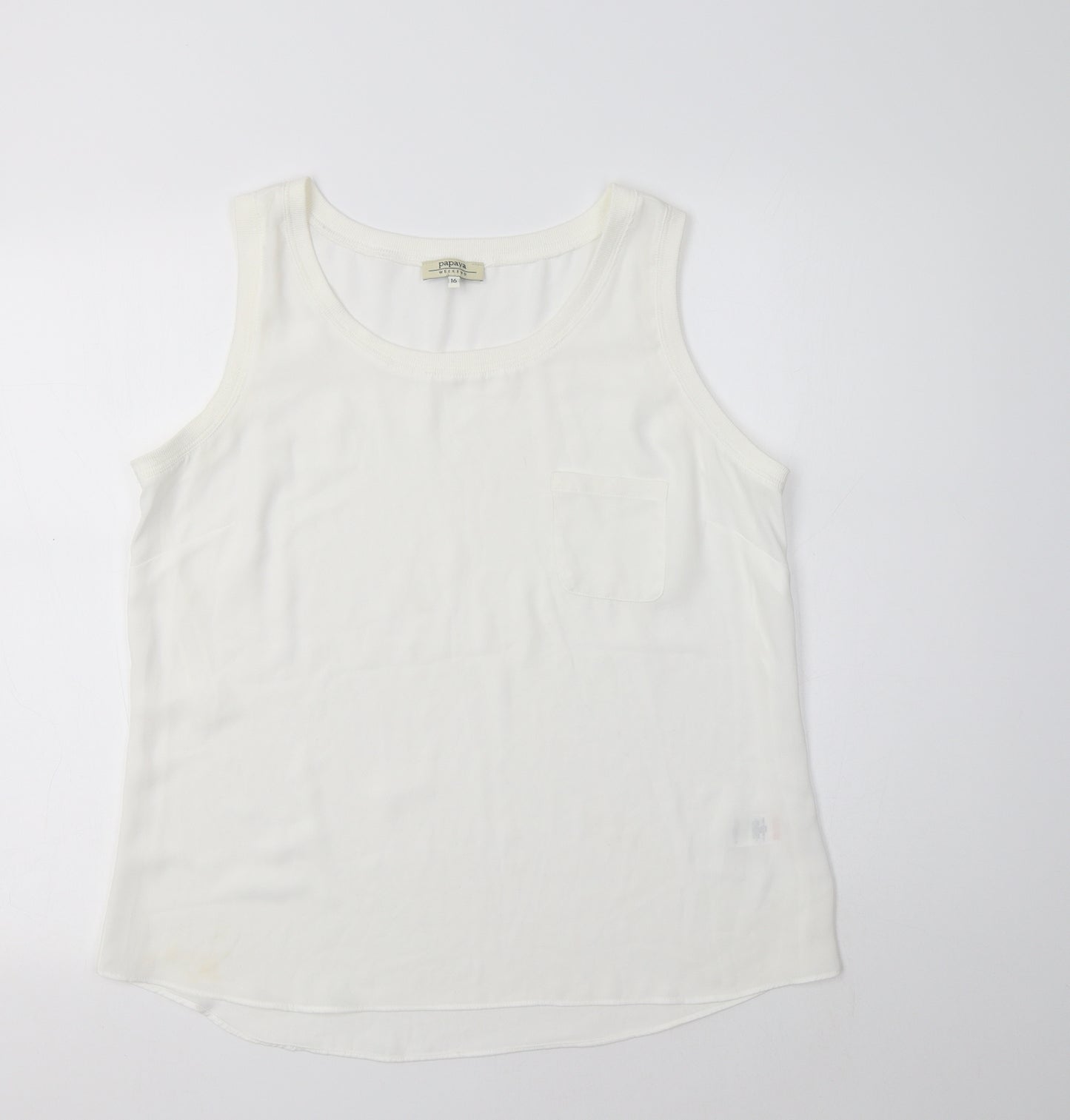 Papaya Womens White  Polyester Basic Tank Size 16 Round Neck