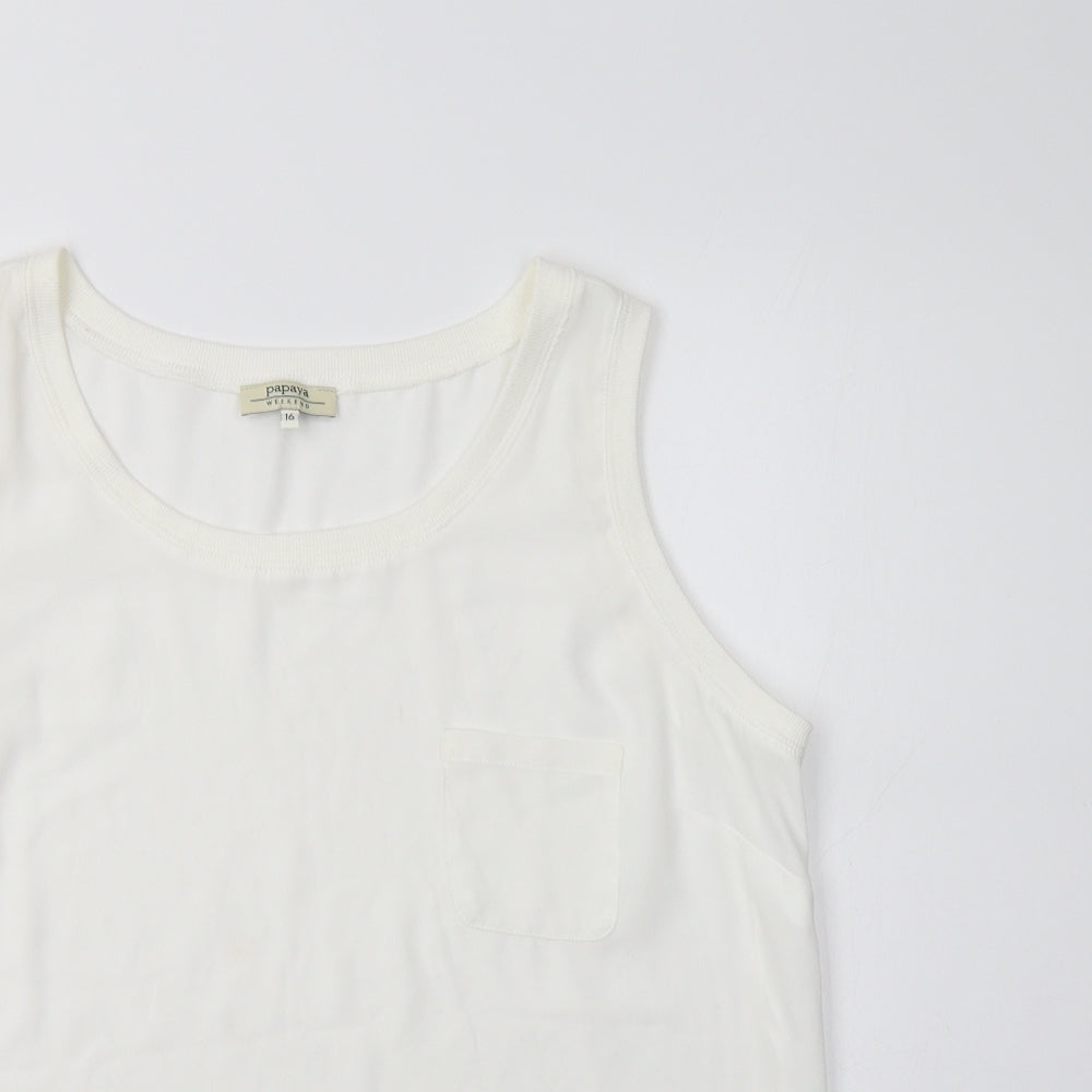Papaya Womens White  Polyester Basic Tank Size 16 Round Neck