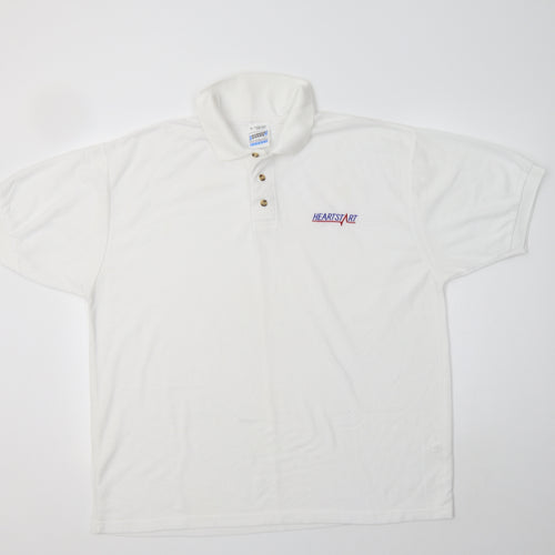 Fruit of the Loom Mens White  Polyester  Polo Size XL Collared