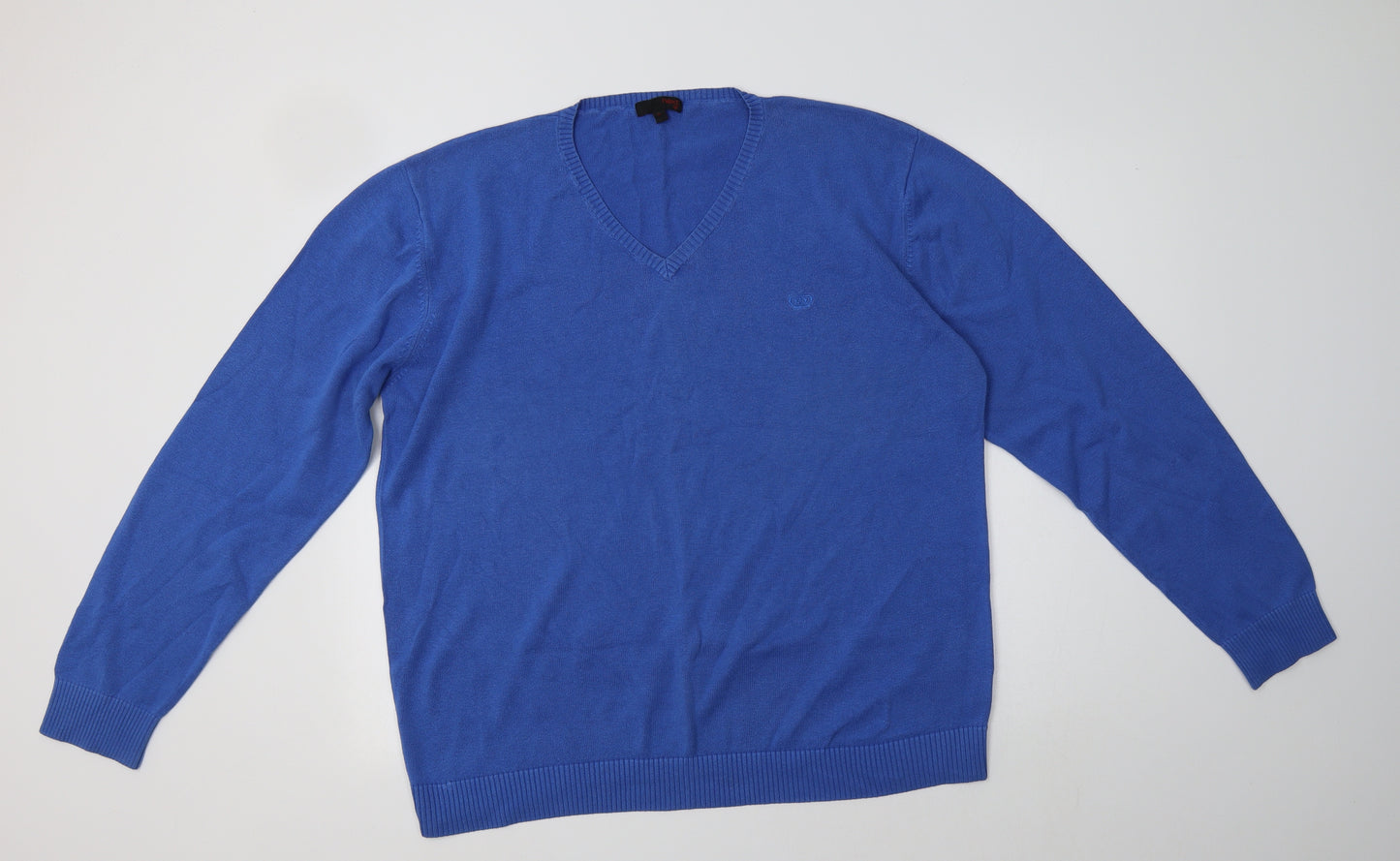 NEXT Mens Blue V-Neck  Cotton Pullover Jumper Size XL