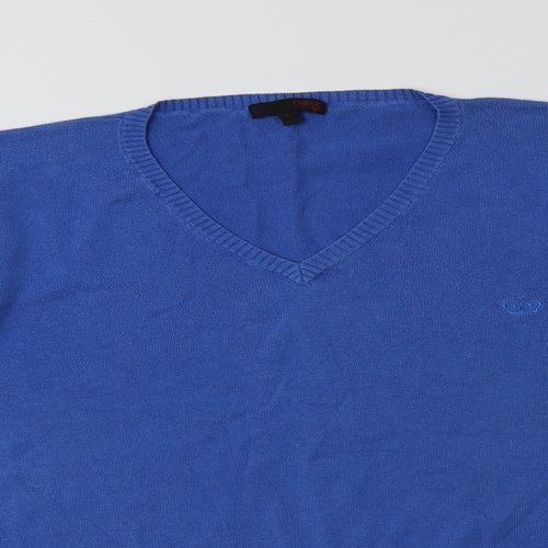 NEXT Mens Blue V-Neck  Cotton Pullover Jumper Size XL