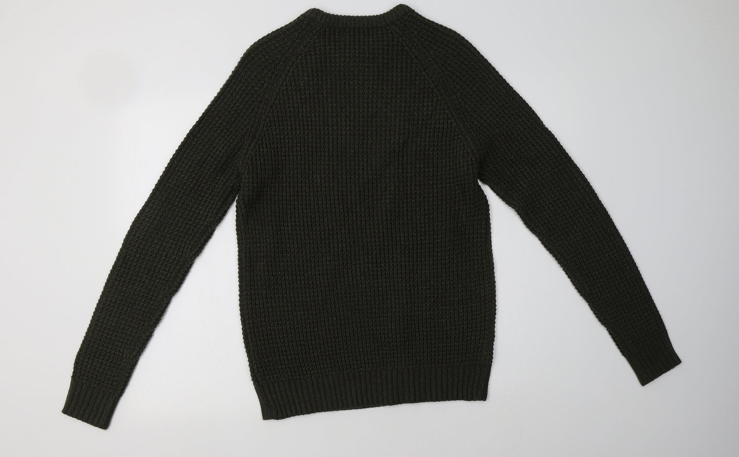 TU Mens Green Crew Neck  Acrylic Pullover Jumper Size S