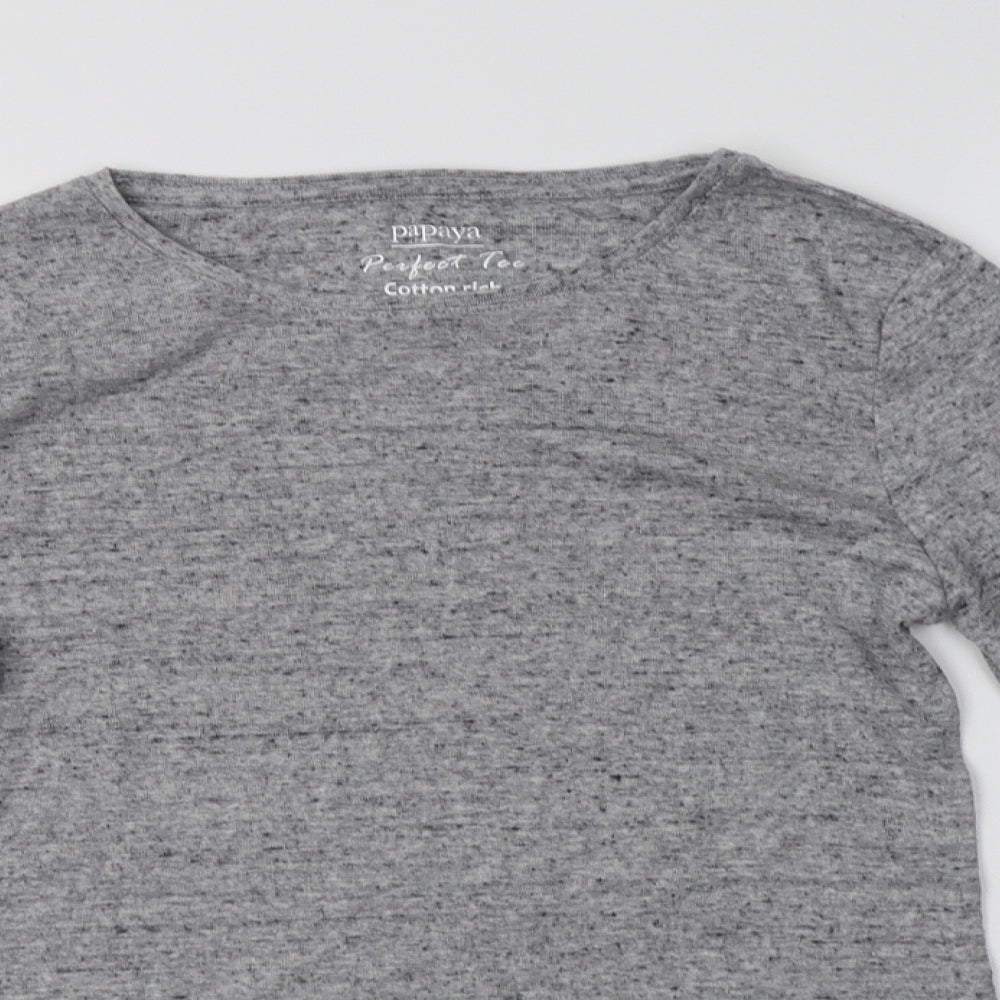 Papaya Womens Grey  Cotton Basic T-Shirt Size 10 Crew Neck