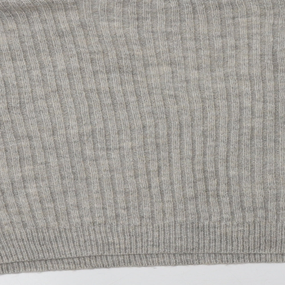 New Look Womens Grey V-Neck  Acrylic Pullover Jumper Size M