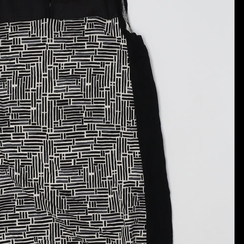 NEXT Womens Black Geometric Viscose Basic Blouse Size 10 Round Neck