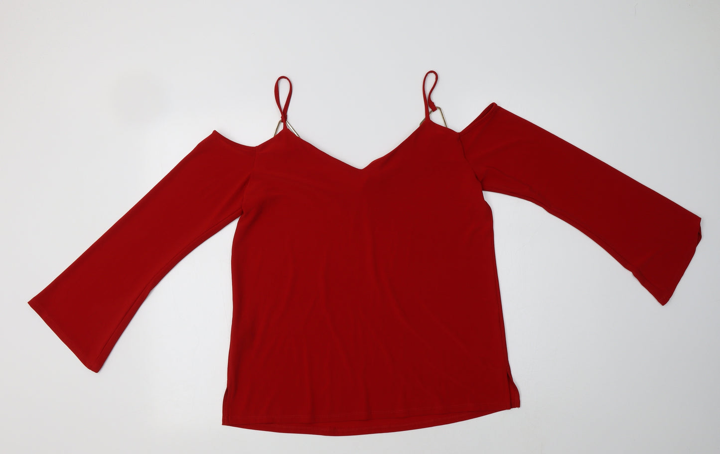 George Womens Red  Polyester Basic Blouse Size 12 V-Neck