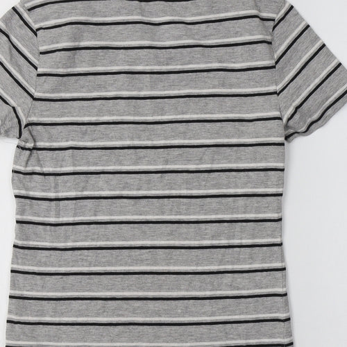 H&M Womens Grey Striped Cotton Basic Polo Size XS Crew Neck