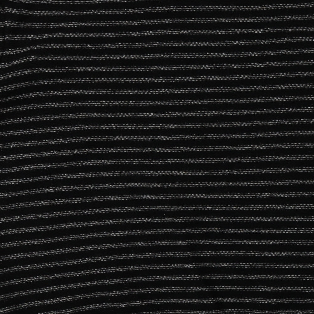 NEXT Mens Black Collared Striped Acrylic Pullover Jumper Size M