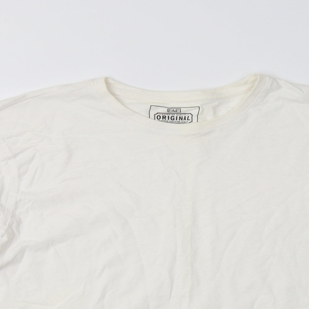 F&F Mens White  Cotton  T-Shirt Size M Crew Neck