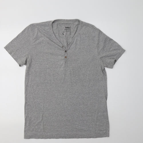 Matalan Mens Grey  Cotton  T-Shirt Size L Henley