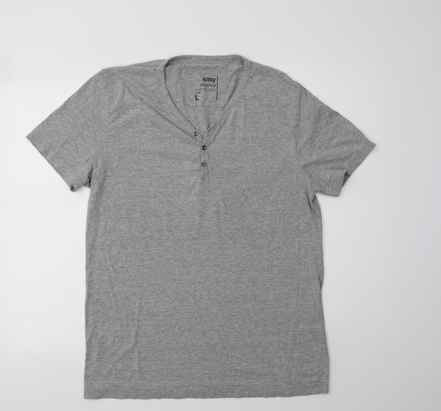 Matalan Mens Grey  Cotton  T-Shirt Size L Henley