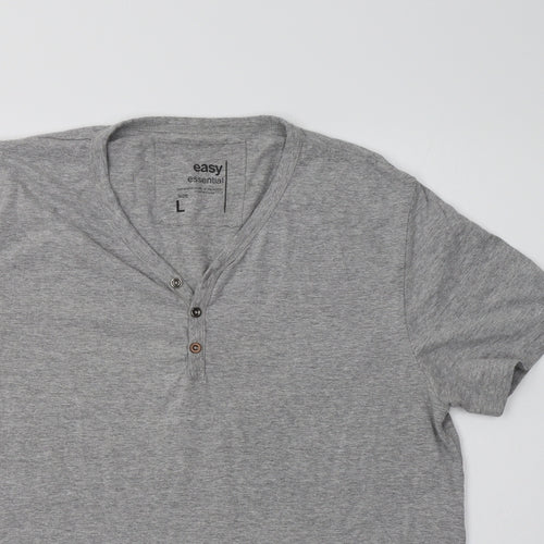 Matalan Mens Grey  Cotton  T-Shirt Size L Henley