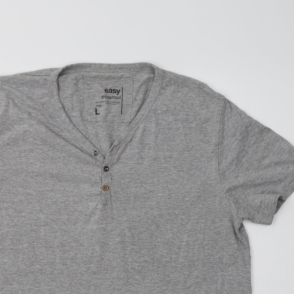 Matalan Mens Grey  Cotton  T-Shirt Size L Henley