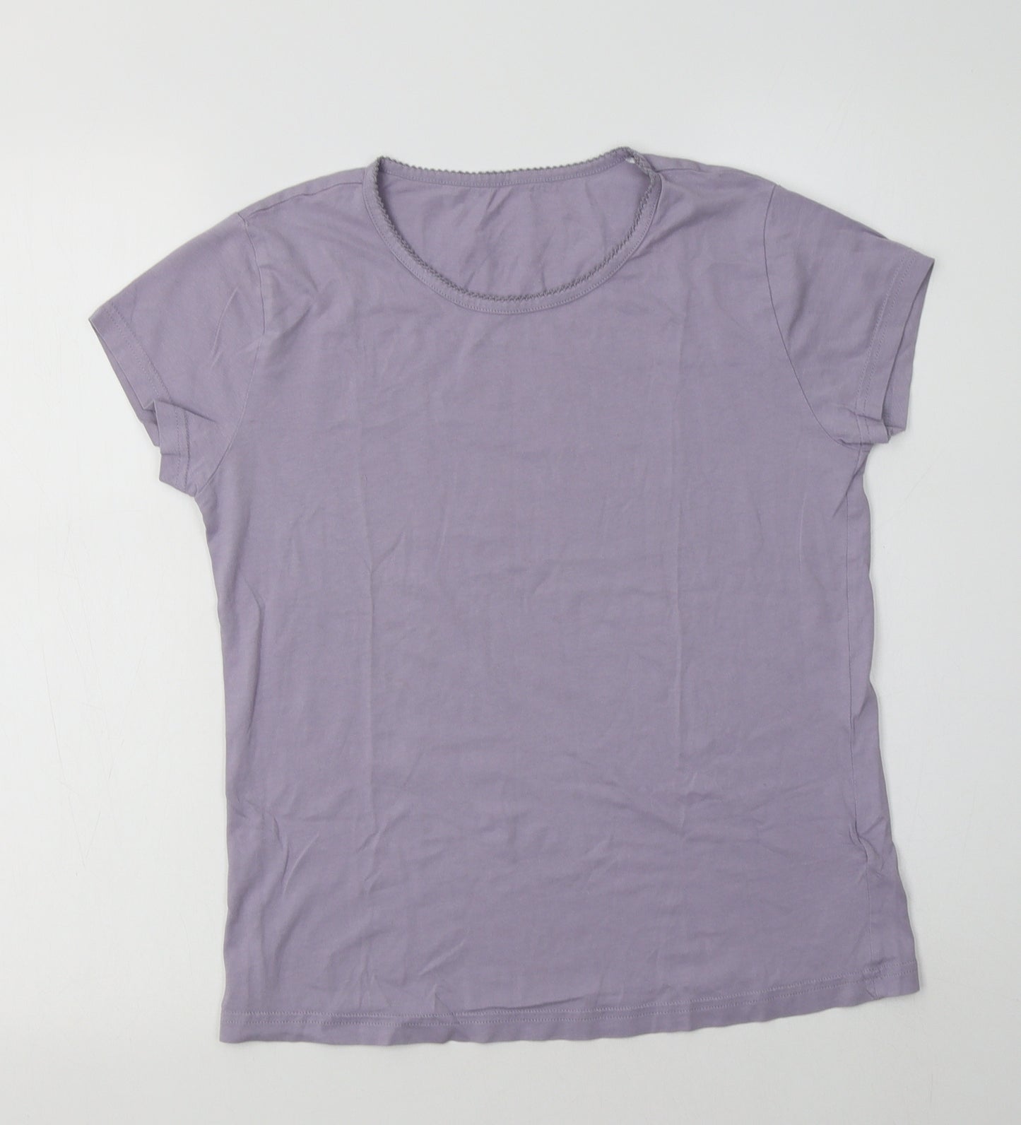 M&S Womens Purple  Cotton Basic T-Shirt Size 10 Crew Neck