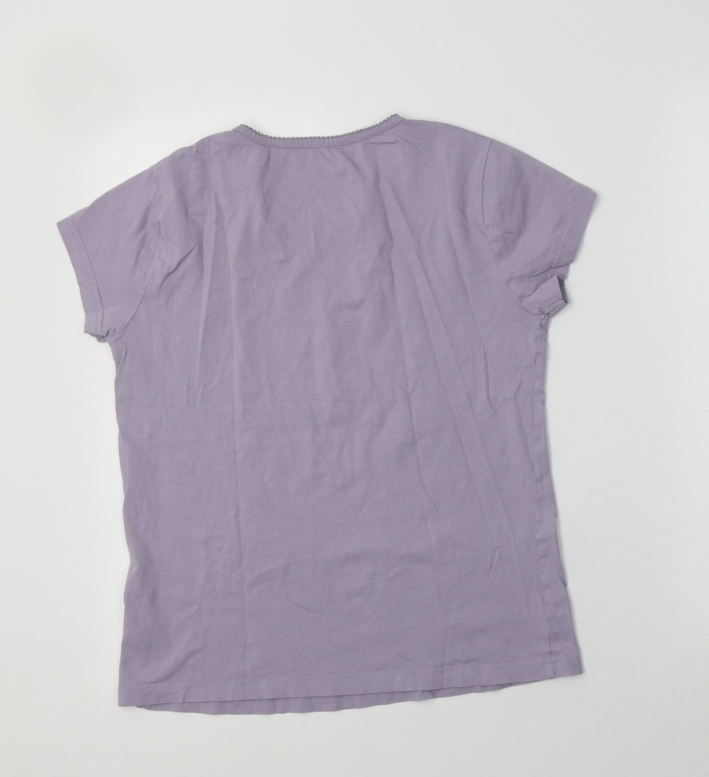 M&S Womens Purple  Cotton Basic T-Shirt Size 10 Crew Neck