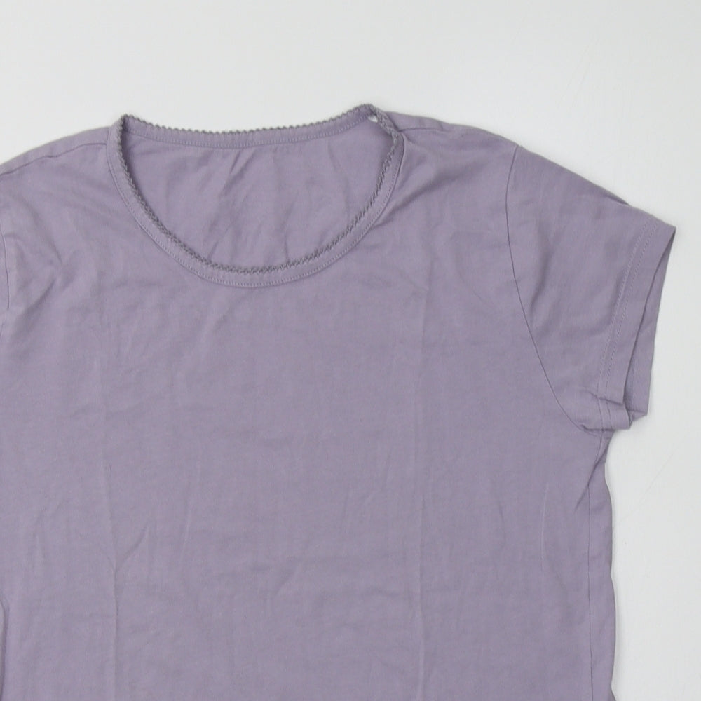 M&S Womens Purple  Cotton Basic T-Shirt Size 10 Crew Neck