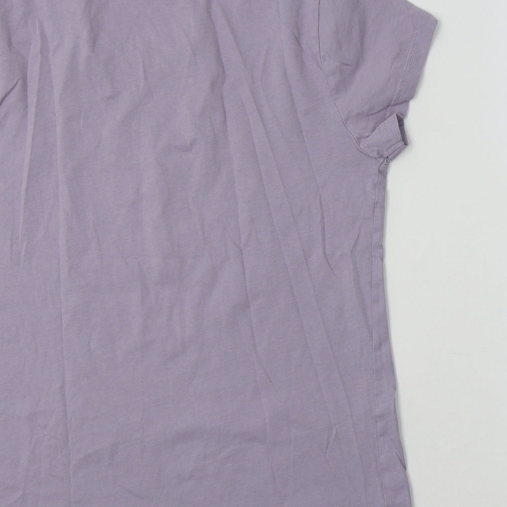 M&S Womens Purple  Cotton Basic T-Shirt Size 10 Crew Neck