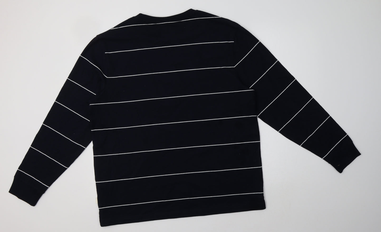 M&S Mens Blue Striped Cotton Pullover Sweatshirt Size L
