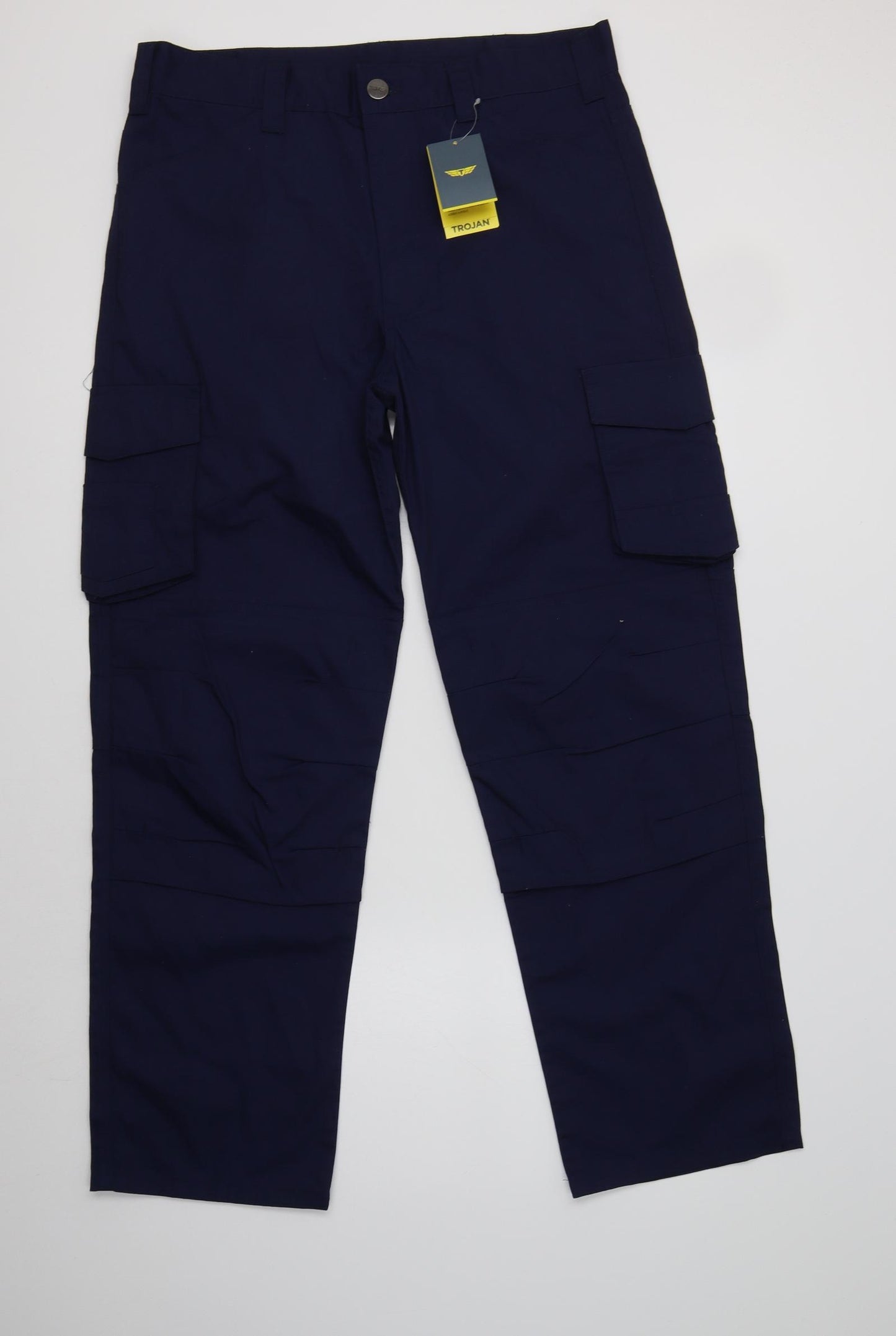 Trojan Mens Blue  Polyester Cargo Trousers Size 34 L31 in Regular
