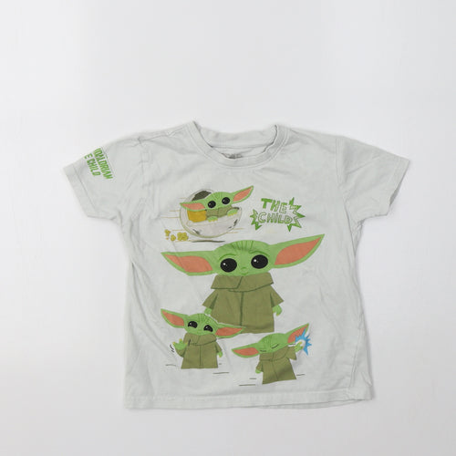 Primark Boys Grey  Cotton Basic T-Shirt Size 4-5 Years Crew Neck  - Star Wars