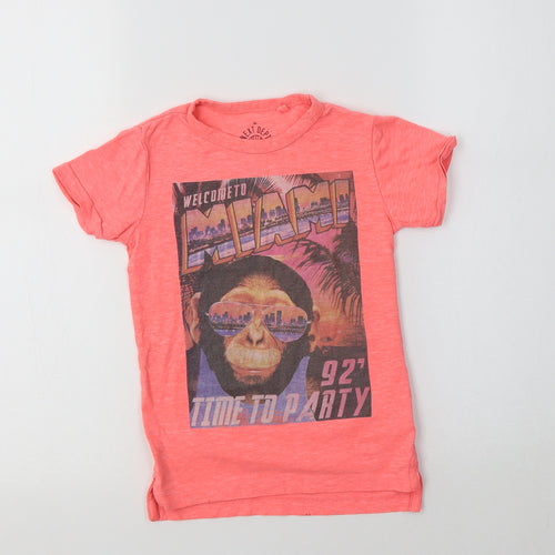 NEXT Girls Pink  Cotton Basic T-Shirt Size 3 Years Crew Neck  - Miami